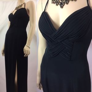 Niteline Della Roufogali Draped Long Black Dress